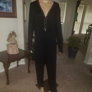 Venus xl grommeted lace up vneck open back long sleeve jumpsuit ready for play